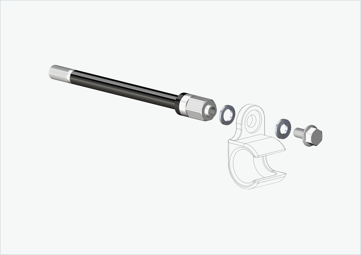 Doorgaande as met adapter Universeel / M12 x 1,50