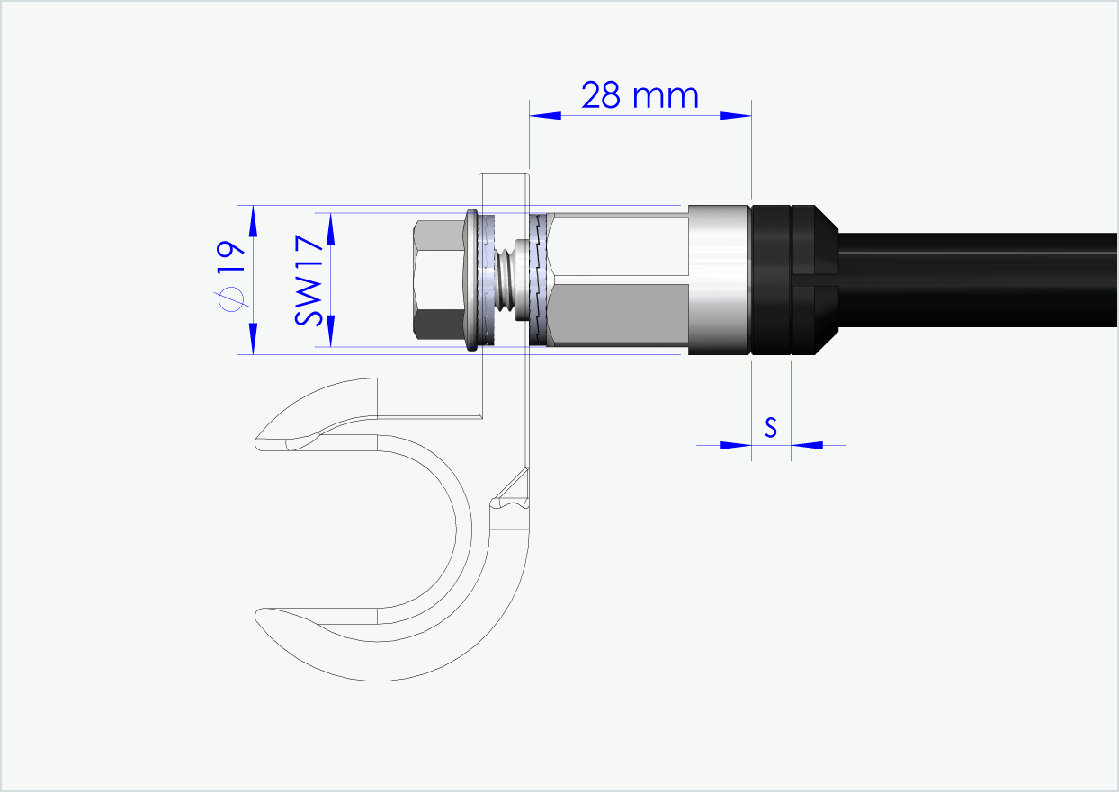 Doorgaande as Syntace (X-12) met adapter Universeel / M12 x 1,00