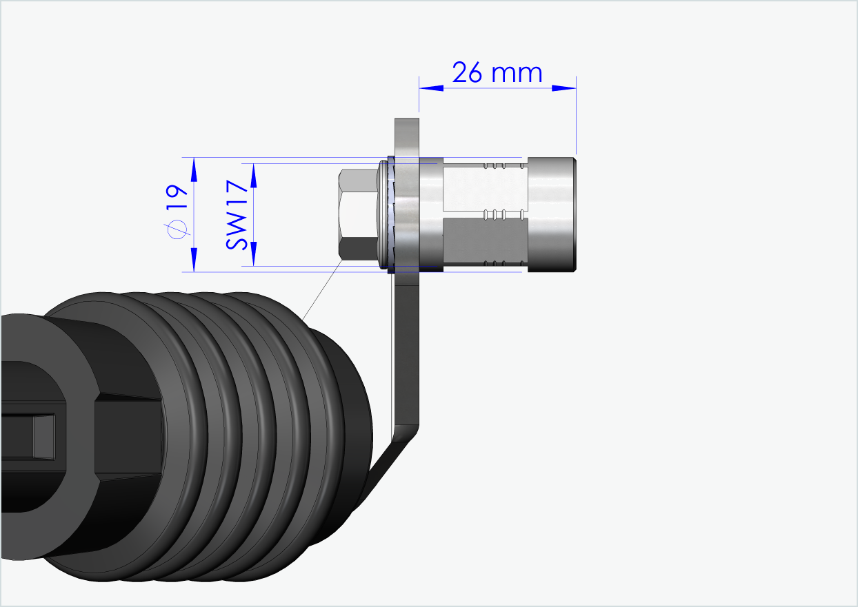 Adapter voor massieve as - M10 x 1,00