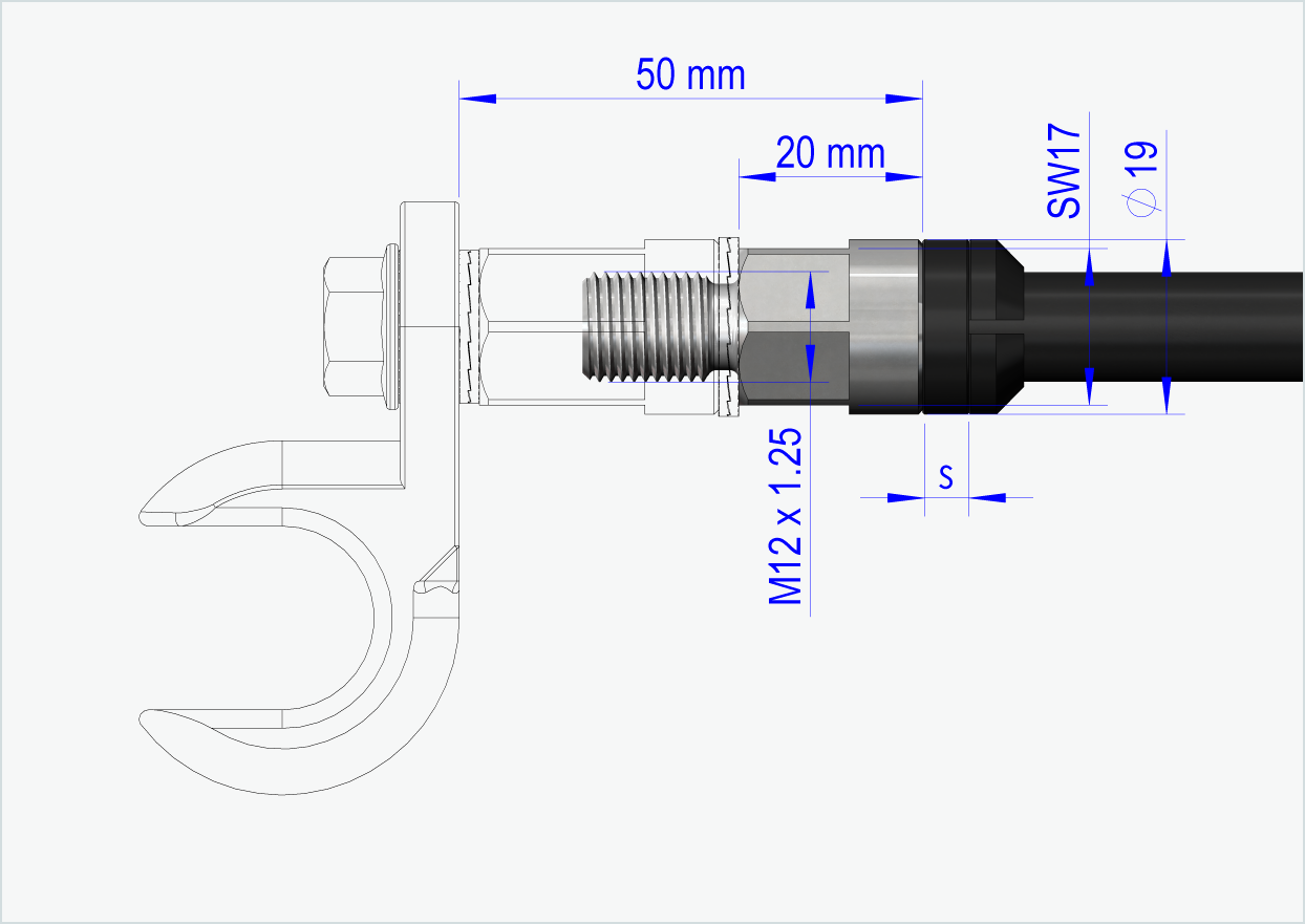 Syntace steekas (X-12) met verwisselbaar systeem / M12 x 1,00