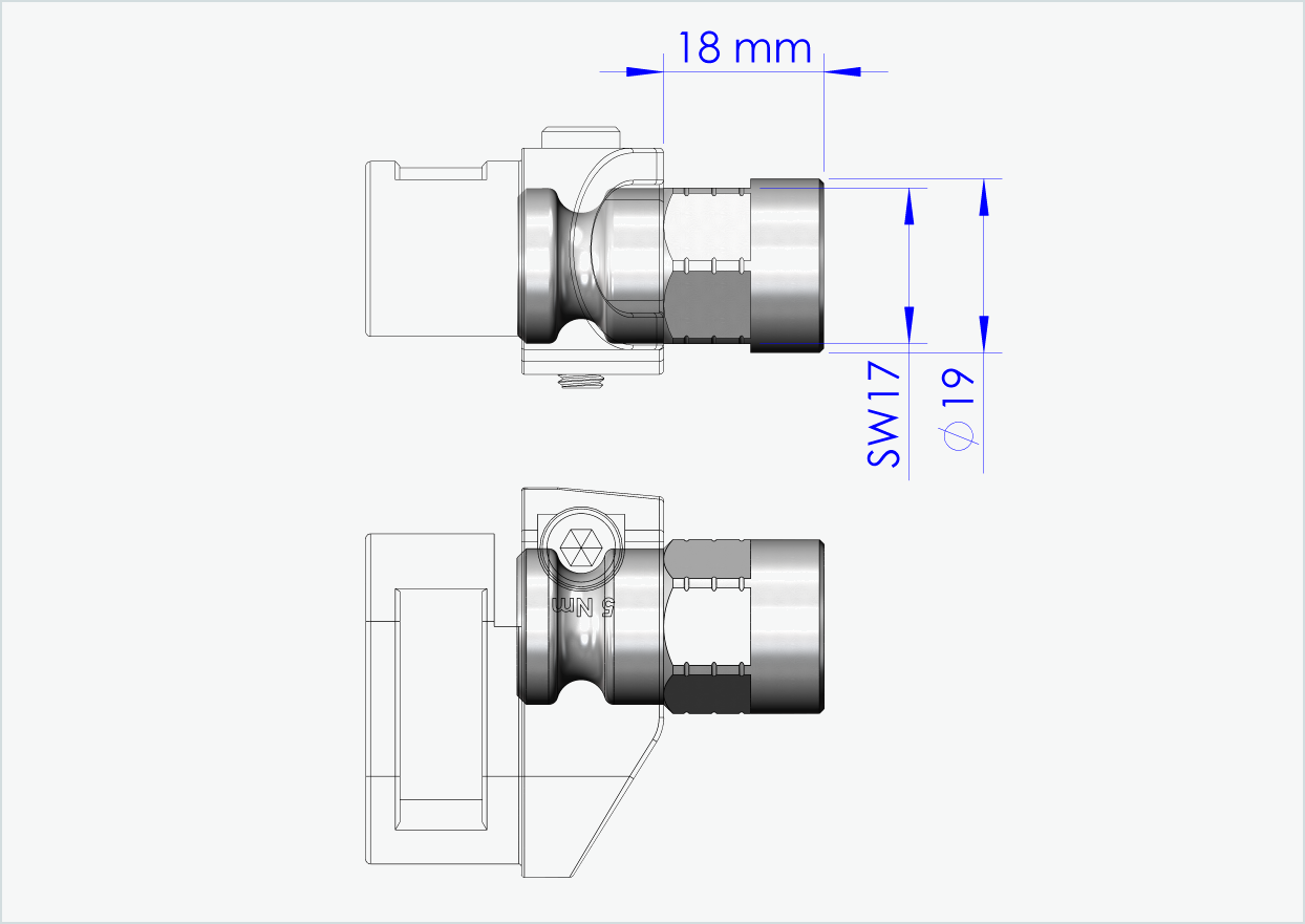 Adapter voor massieve as - M12 x 1,25 | voor Leggero (BECCO)