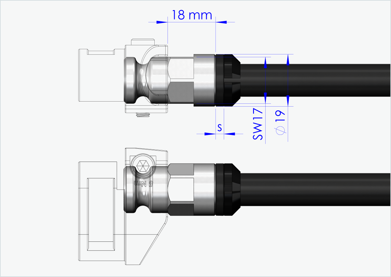 Syntace steekas (X-12) met adapter / M12 x 1,00 | voor Leggero aanhangwagens met BECCO systeem