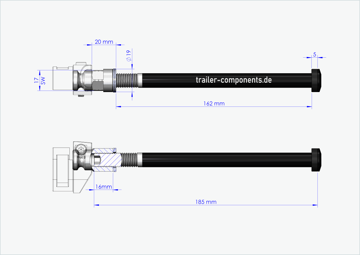 Steekas met adapter Leggero voor TOUT TERRAIN | voor linkse schroefdraad M12 x 1,50 - geschikt voor Leggero met BECCO-systeem