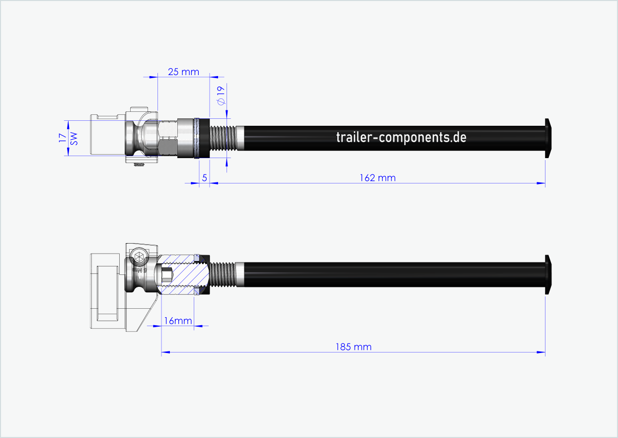 Steekas met adapter Leggero voor TOUT TERRAIN | voor linkse schroefdraad M12 x 1,50 - geschikt voor Leggero met BECCO-systeem