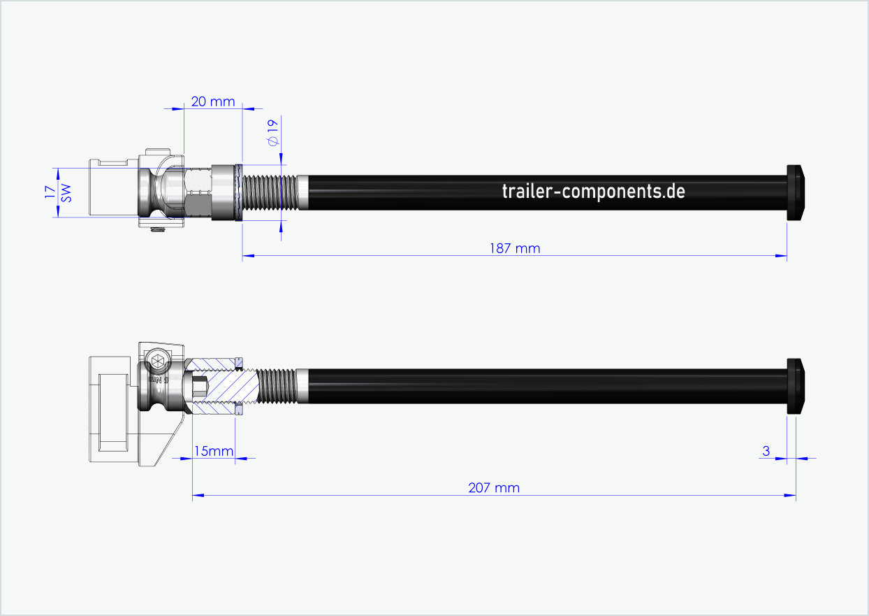 Steekas met adapter Leggero voor ORBEA | voor linkse schroefdraad M12 x 1,50 - geschikt voor Leggero met BECCO-systeem