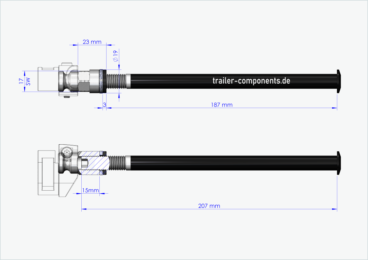 Steekas met adapter Leggero voor ORBEA | voor linkse schroefdraad M12 x 1,50 - geschikt voor Leggero met BECCO-systeem