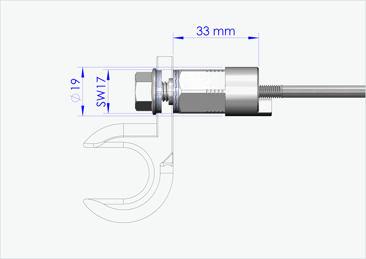 Snelspanas met universele adapter | klemlengte 143mm - 153mm