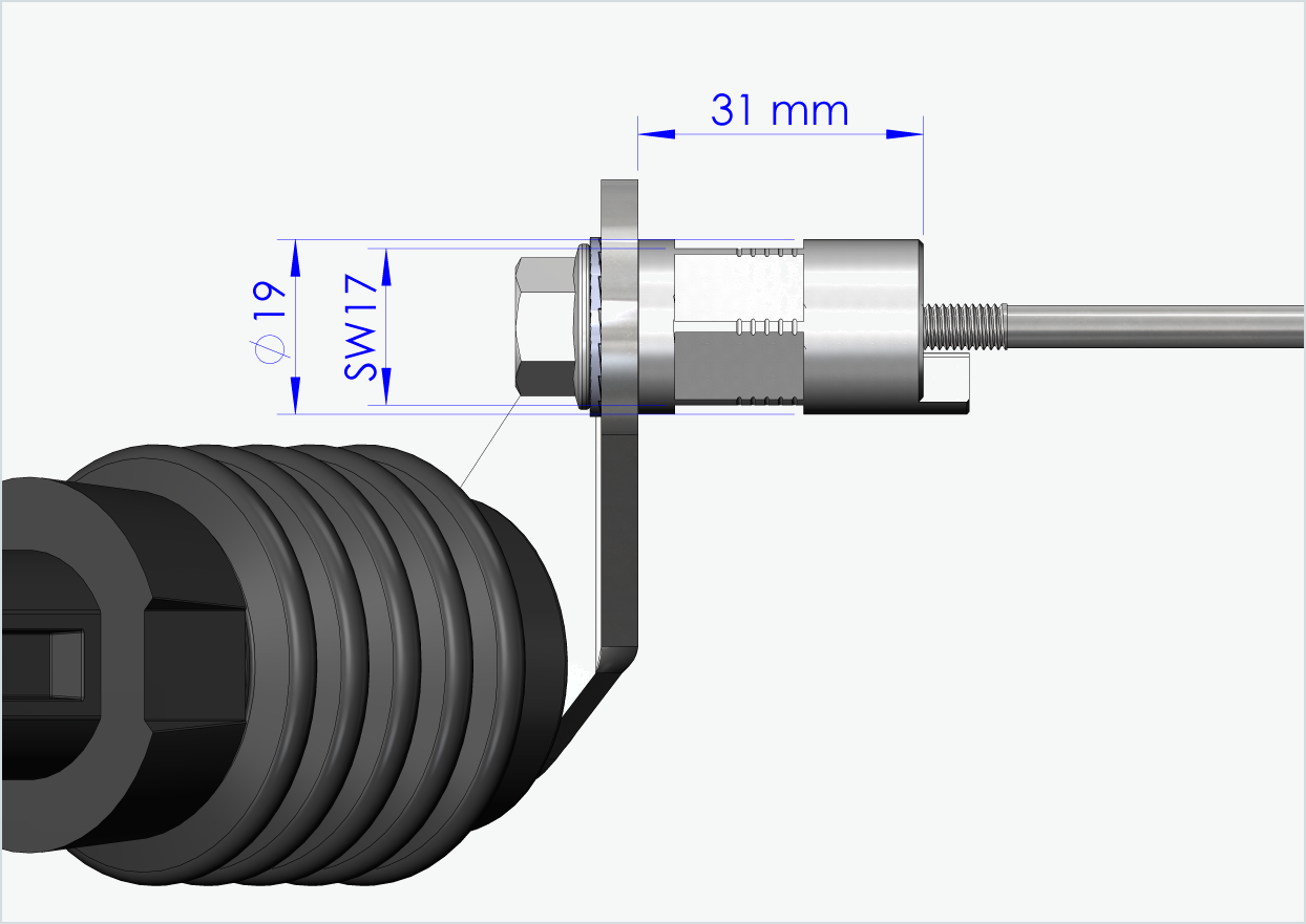 Snelspanas met polygoonadapter | klemlengte 143mm - 153mm