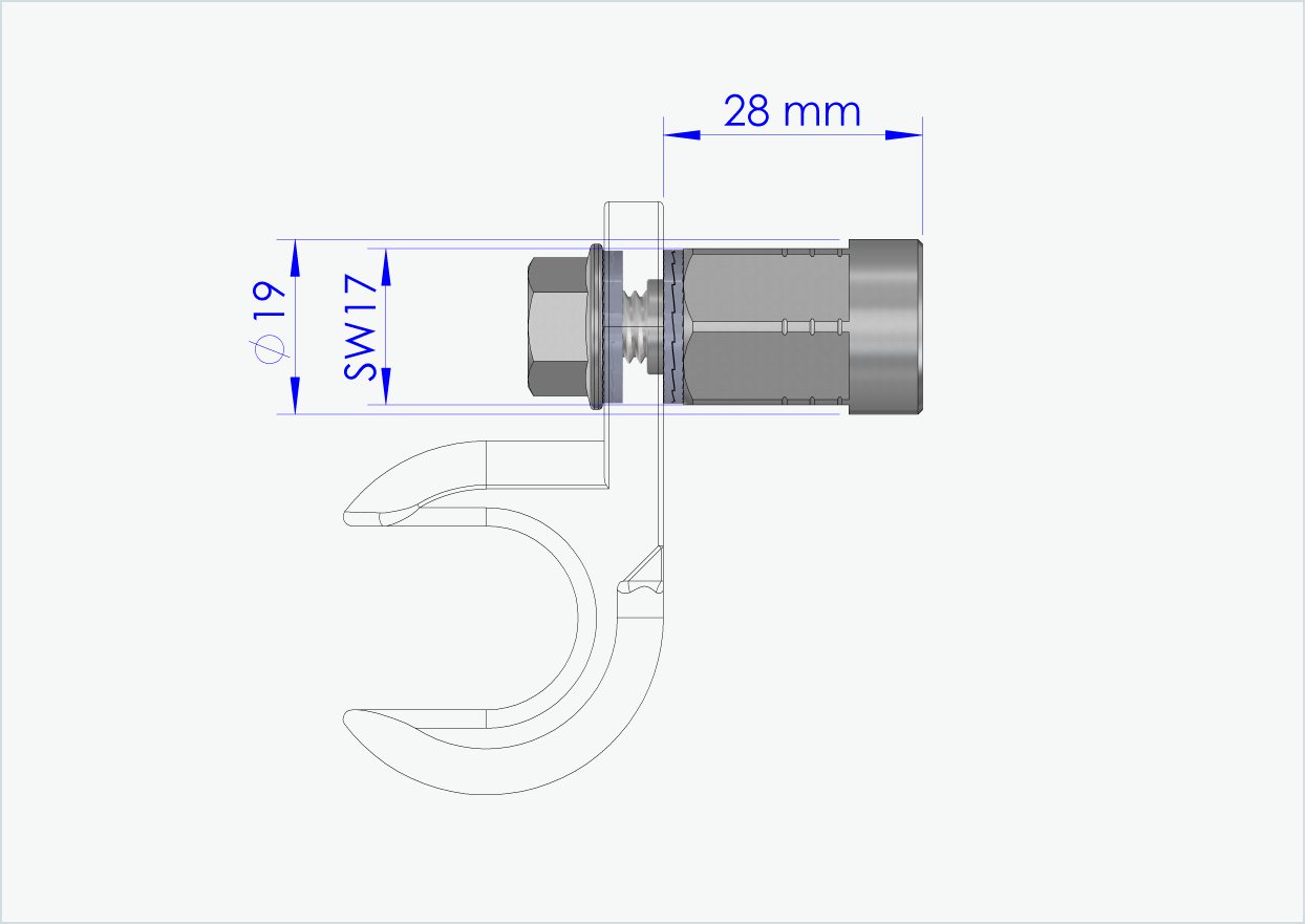 Adapter voor massieve as - M12 x 1,25