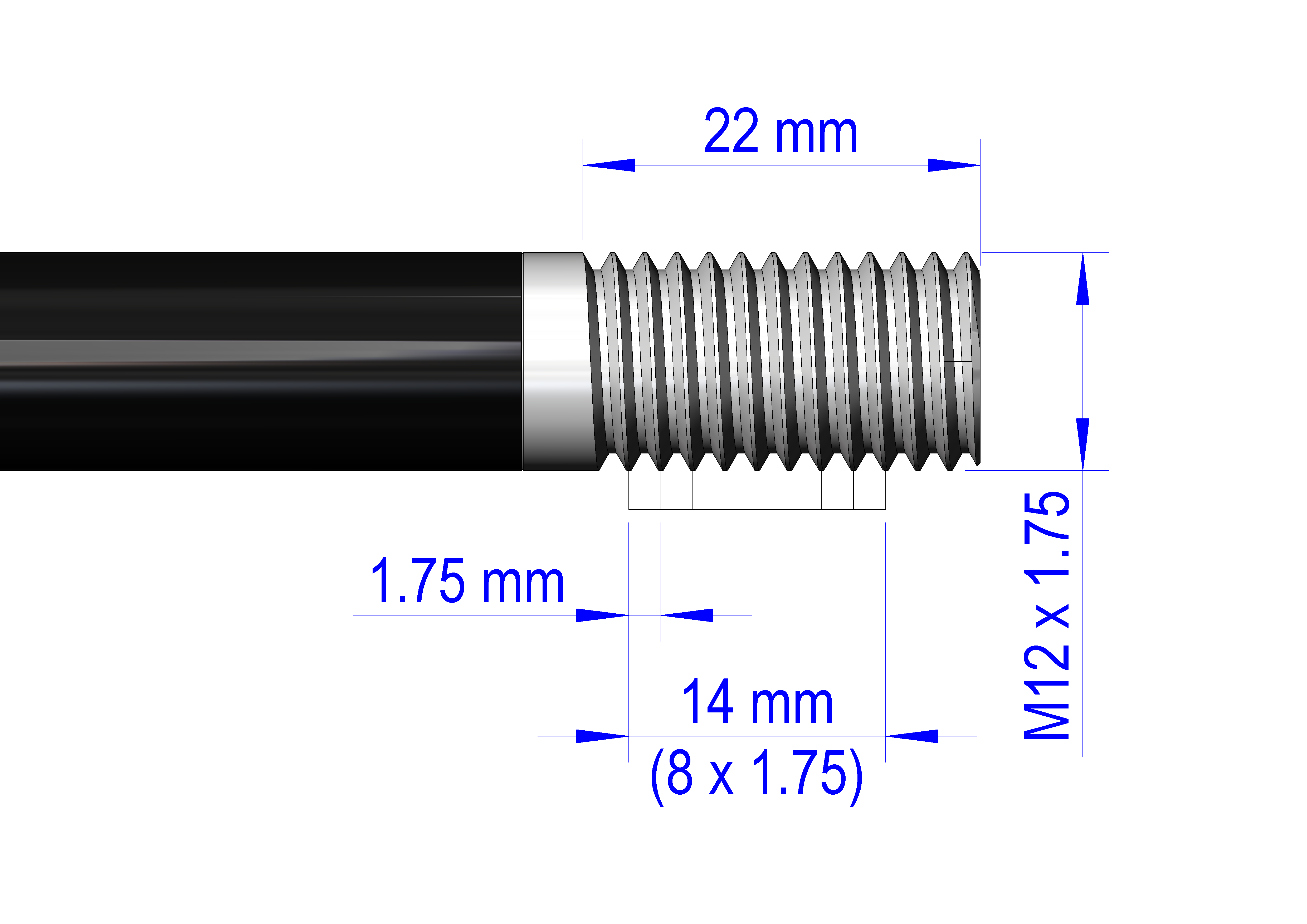 Doorgaande as met adapter / M12 x 1,75 | voor Croozer aanhangwagens vanaf 2018