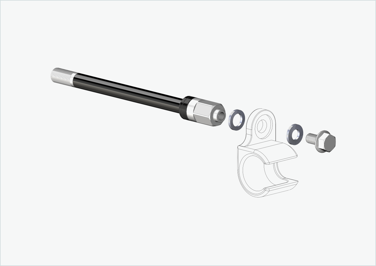 Doorgaande as Syntace (X-12) met adapter Universeel / M12 x 1,50