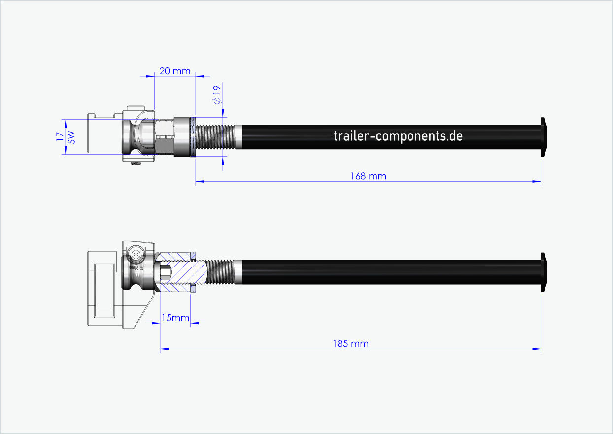 Steekas met adapter Leggero voor ORBEA | voor linkse schroefdraad M12 x 1,50 - geschikt voor Leggero met BECCO-systeem